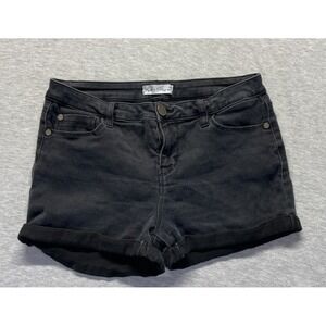 Thread & Others Denim Shorts Womens 9 Black Dark Wash Cotton Cuffed Rolled Hem